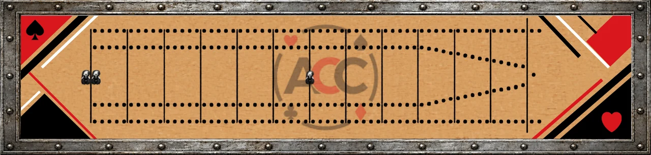 ACC cribbage board, card suits design